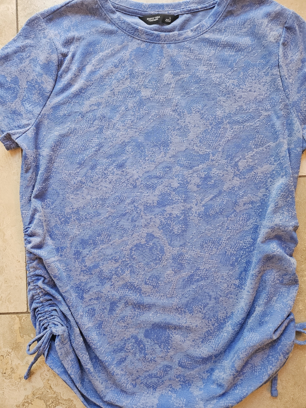 Simply Vera Vera Wang Blue Textured Crewneck Top